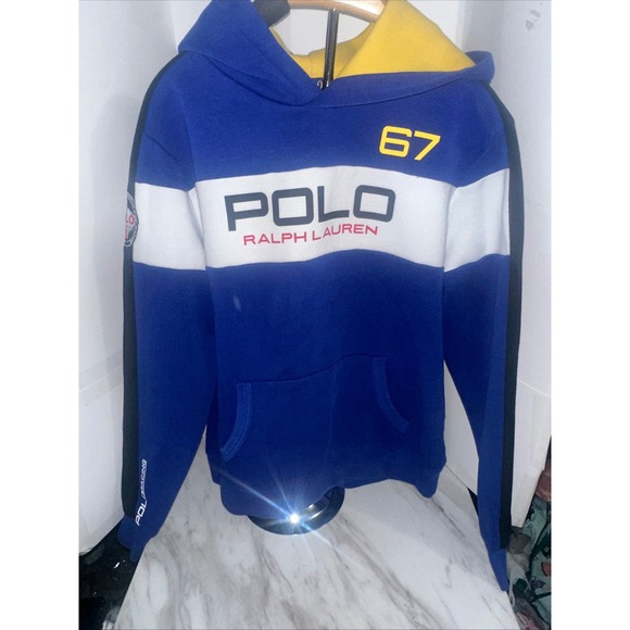 Polo Ralph Lauren Racing 67 Blue Hoodie Boys Size XL (18-20) Pullover - Picture 1 of 5